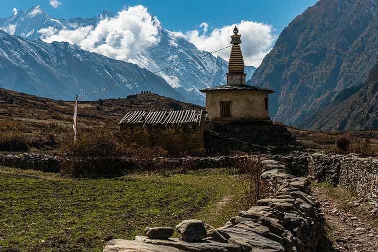 Nice and tall mani wall in tsum nubri valley 