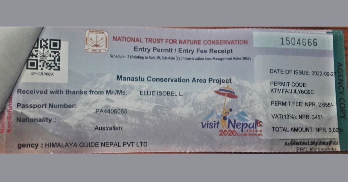 Manaslu Conservation Area Project permit
