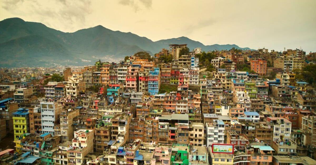 Kirtipur city with buildings of nepal
