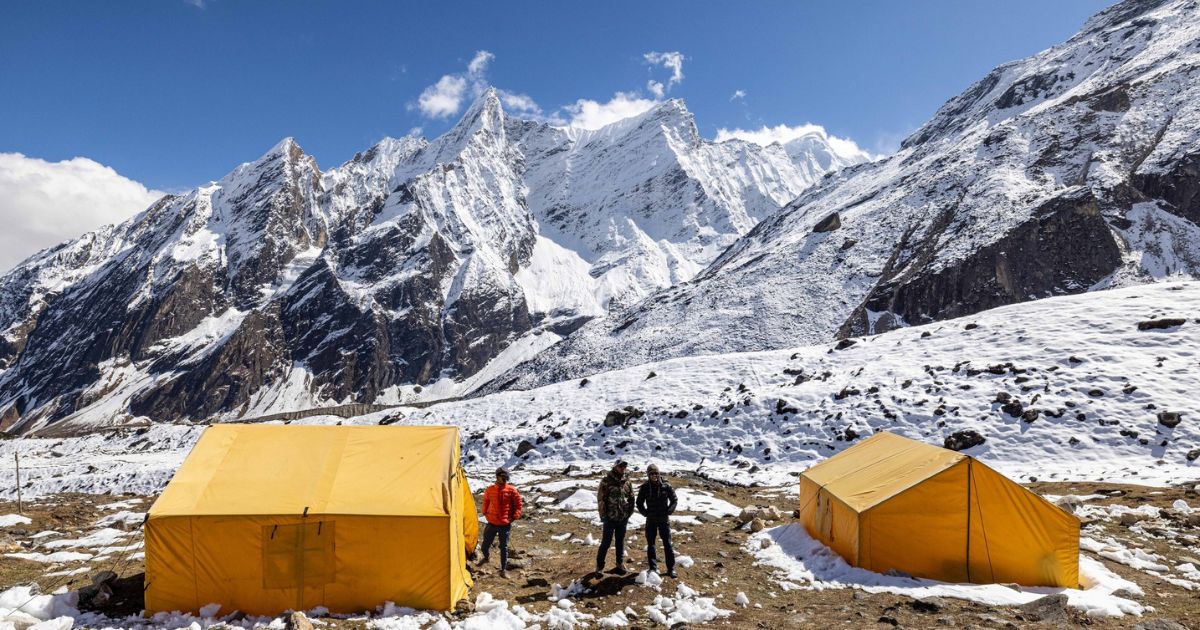 Trekking in Nepal during the winter season.